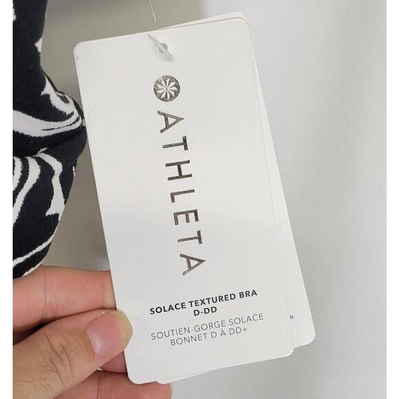 Athleta Black & White Floral Solace Textured Strappy Sports Bra Size 3X D-DD NWT - Picture 4 of 7